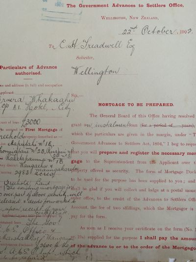 ANTIQUE MORTGAGE: The Government Advances To Settlers Office, Wellington 1902 