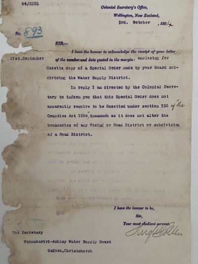 ANTIQUE LETTERHEAD: Colonial Secretarys Office, Wellington 1894 