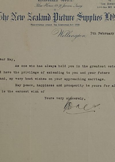 ANTIQUE LETTERHEAD: The New Zealand Picture Supplies Ltd, Wellington 1923 