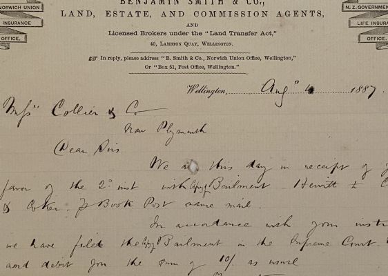 ANTIQUE LETTERHEAD: Benjamin Smith & Co, Wellington – Land, Estate Agents 1887 