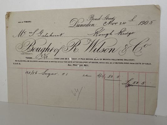 ANTIQUE INVOICE: R. Wilson & Co. Dunedin 1905