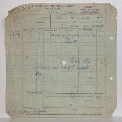 VINTAGE INVOICE: Transport (Nelson) Ltd 1951