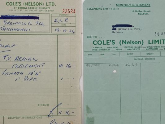 VINTAGE INVOICE: G. A. Coles (Nelson) Ltd 1964 