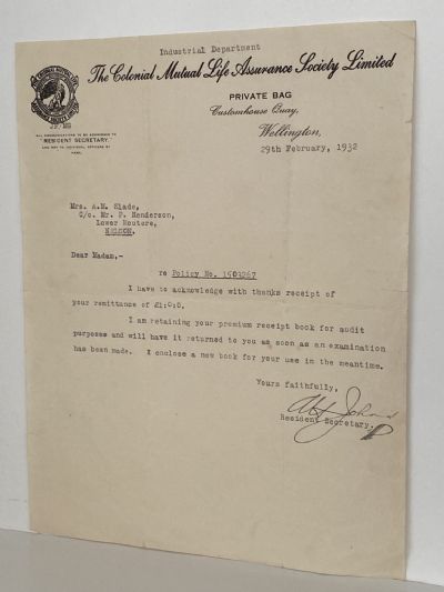 VINTAGE LETTERHEAD: The Colonial Mutual Life Assurance Society Limited 1932