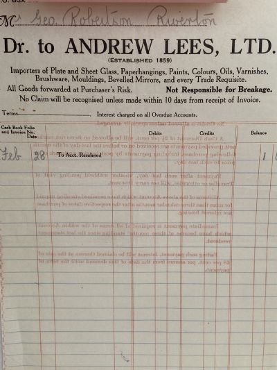 VINTAGE INVOICE: Andrew Lees Ltd, Invercargill - Importer 1935 