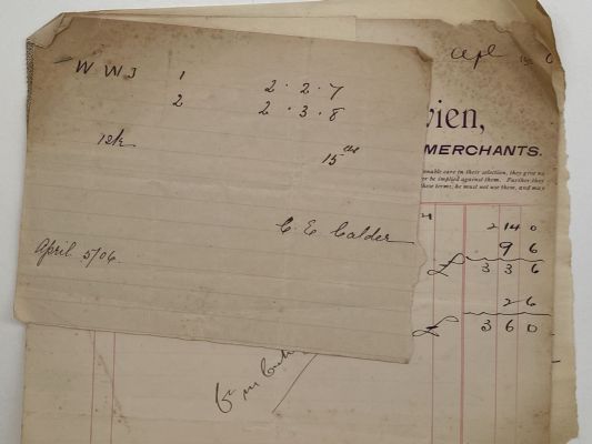 ANTIQUE INVOICE / RECEIPTS: Tasker & Levien, Nelson – Grain, Seed & Produce 1906