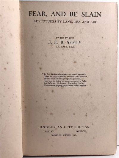 FEAR, AND BE SLAIN: Adventures by Land, Sea and Air