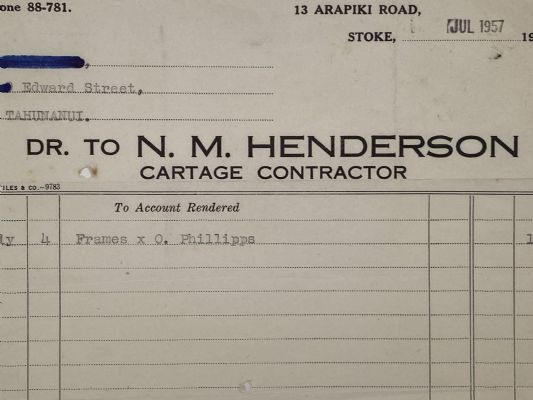 VINTAGE INVOICE: N. M. Henderson - Cartage Contractor 1957 
