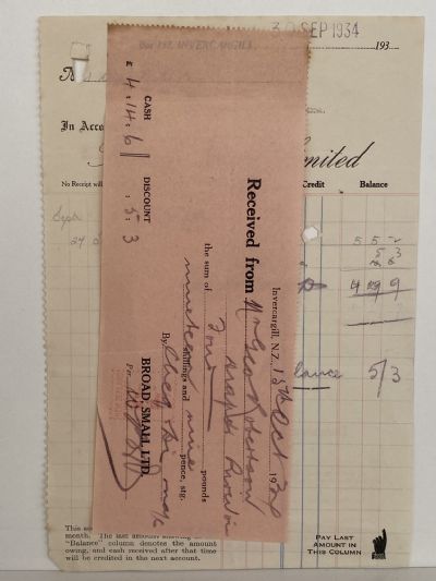 VINTAGE INVOICE: Broad Small Limited, Invercargill 1934