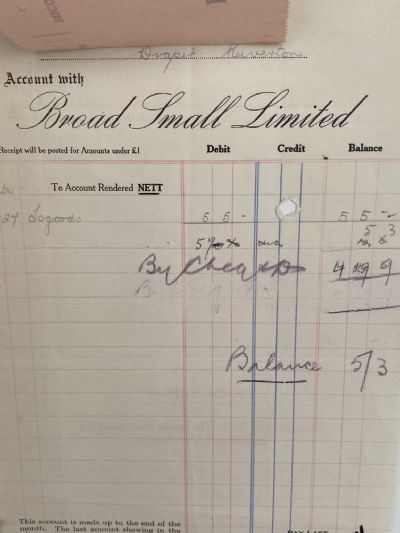 VINTAGE INVOICE: Broad Small Limited, Invercargill 1934 