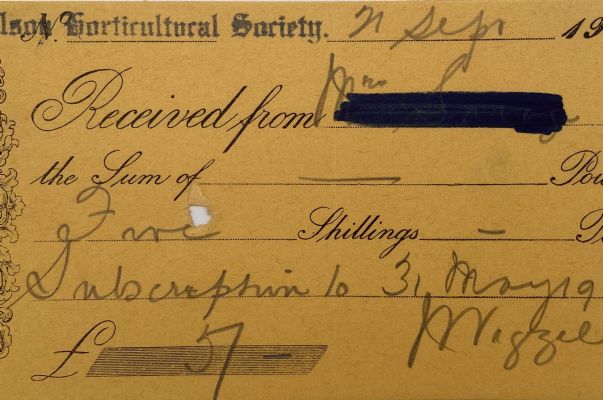ANTIQUE RECEIPT: The Nelson Horticultural Society 1928 