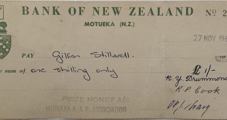 OLD BANKING MEMORABILIA: Bank cheque issued by BNZ Bank, Motueka 1961 