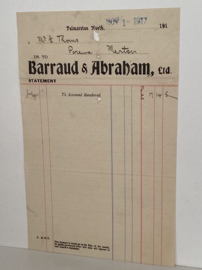 ANTIQUE INVOICE: Barraud & Abraham Ltd 1917