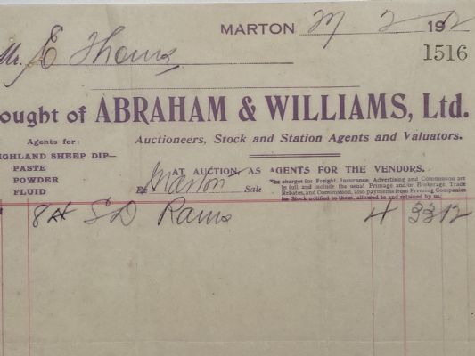 ANTIQUE INVOICE: Abraham & Williams Ltd - Auctioneers & Valuers 1911 