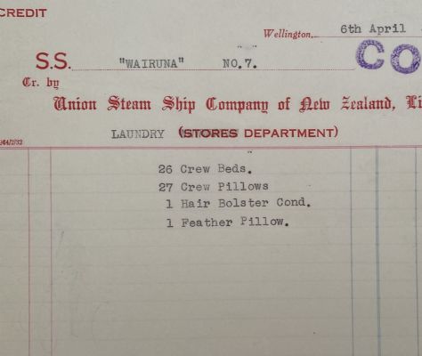VINTAGE STORES NOTE: Union Steamship Company of New Zealand - S.S. Wairuna 1933 