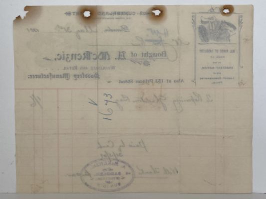 ANTIQUE INVOICE: A. McKenzie, Dunedin - Saddlery Manufacturer 1901