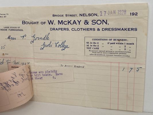 VINTAGE INVOICE: W. McKay & Son, Nelson – Drapers & Clothiers 1928