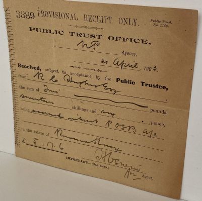 ANTIQUE INVOICE: Public Trust Office 1903
