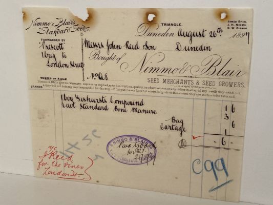 ANTIQUE INVOICE: Nimmo & Blair, Dunedin – Seed Merchants & Growers 1897
