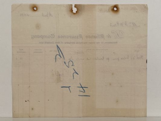 ANTIQUE INVOICE: Alliance Assurance Company / Union Insurance Co. 1898