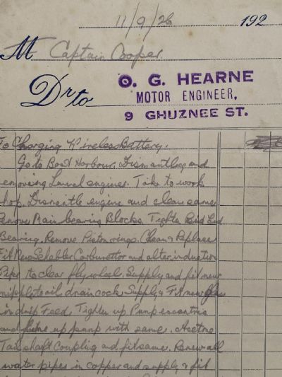 ANTIQUE INVOICE: O.G. Hearne - Motor Engineer 1926 