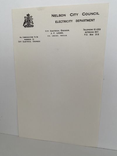 VINTAGE LETTERHEAD: Nelson City Council Electricity Department