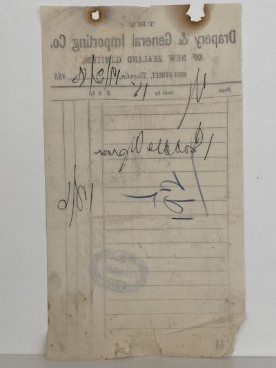 ANTIQUE INVOICE: The Drapery & General Importing Co. of New Zealand 1886