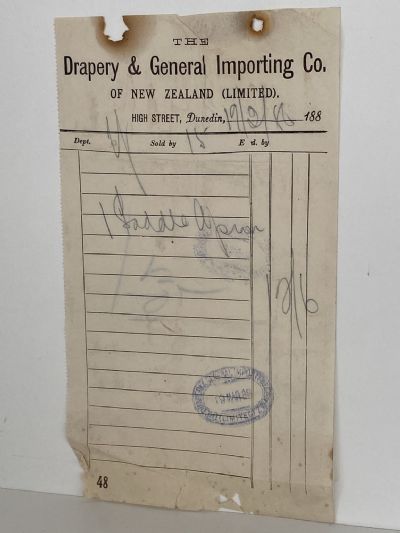 ANTIQUE INVOICE: The Drapery & General Importing Co. of New Zealand 1886