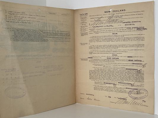 ANTIQUE CUSTOMS DECLARATION: W.R. Humphreys, Sheffield, UK 1913