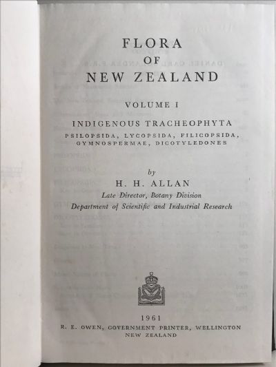 FLORA OF NEW ZEALAND: Volume I