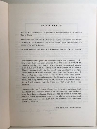 ST. PETER'S 1878-1978: The Centennial History of St Peter's Presbyterian Church