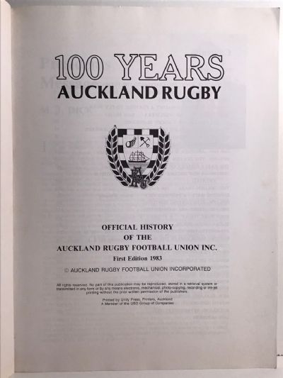 100 YEARS AUCKLAND RUGBY