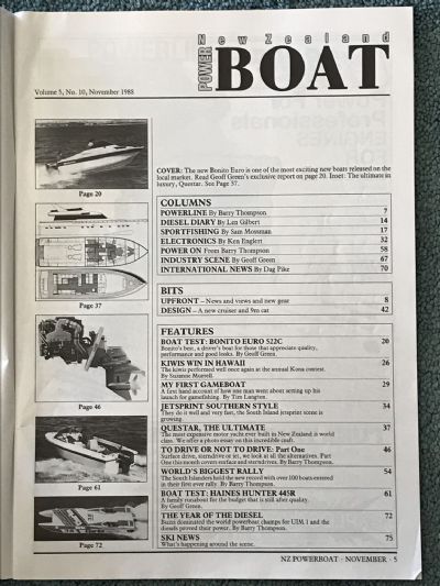 VINTAGE MAGAZINE: Power Boat New Zealand - Vol.5 - No.10 - November 1988
