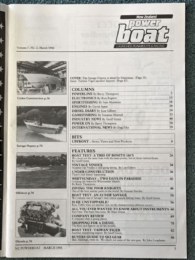VINTAGE MAGAZINE: Power Boat New Zealand - Vol.5 - No.2 - March 1988