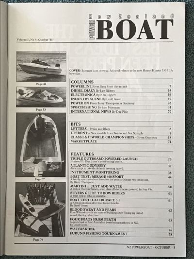 VINTAGE MAGAZINE: Power Boat New Zealand - Vol.5 - No.9 - October 1988