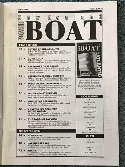 VINTAGE MAGAZINE: Power Boat New Zealand - Vol.6 - No.1 - March 1989