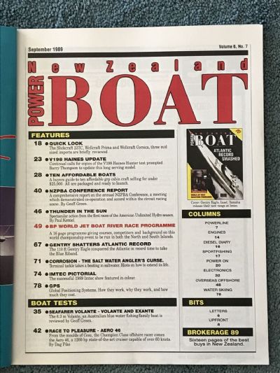 VINTAGE MAGAZINE: Power Boat New Zealand - Vol.6 - No.7 - September 1989