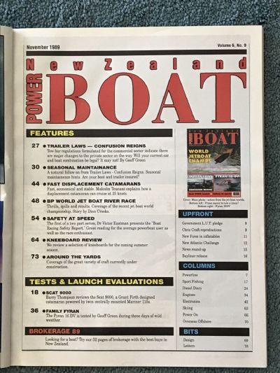 VINTAGE MAGAZINE: Power Boat New Zealand - Vol.6 - No.9 - November 1989