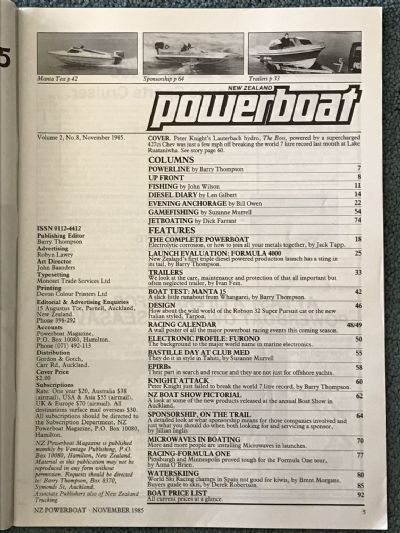 VINTAGE MAGAZINE: Power Boat New Zealand - Vol.2 - No.8 - November 1985