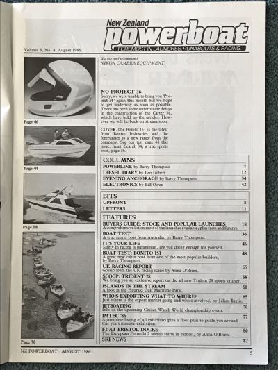 VINTAGE MAGAZINE: Power Boat New Zealand - Vol.3 - No.4 - August 1986