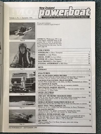 VINTAGE MAGAZINE: Power Boat New Zealand - Vol.3 - No.5 - September 1986