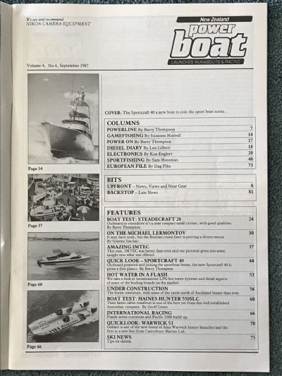 VINTAGE MAGAZINE: Power Boat New Zealand - Vol.4 - No.4 - September 1987
