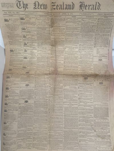 OLD NEWSPAPER: The New Zealand Herald - 24 April 1871, Vol 3. No 2260.