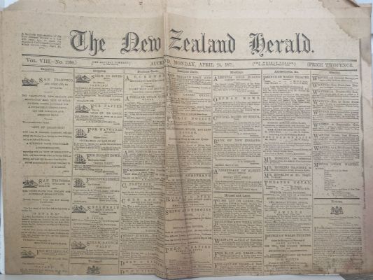 OLD NEWSPAPER: The New Zealand Herald - 24 April 1871, Vol 3. No 2260.