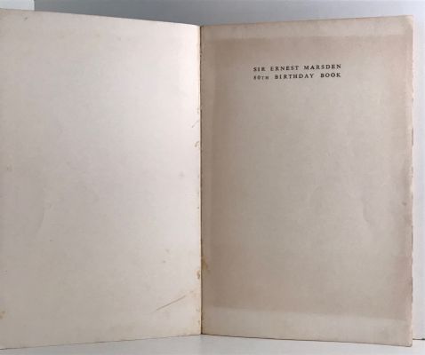 SIR ERNEST MARSDEN: 80th Birthday Book