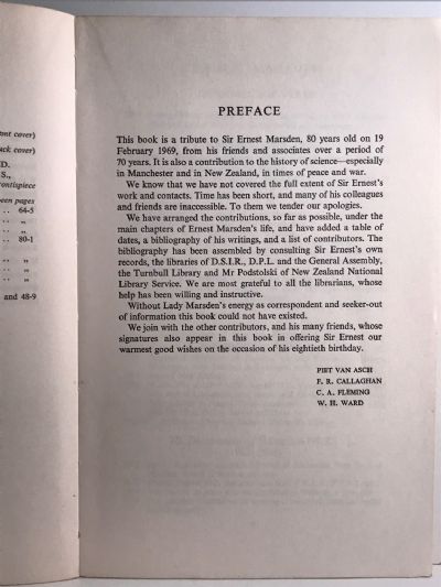 SIR ERNEST MARSDEN: 80th Birthday Book