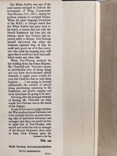 THE WHITE RABBIT: The Story of Wing Commander F. F. E. Yeo-Thomas G.C