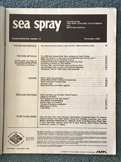 VINTAGE MAGAZINE: Sea Spray - Vol. 35, No. 11 - November 1980