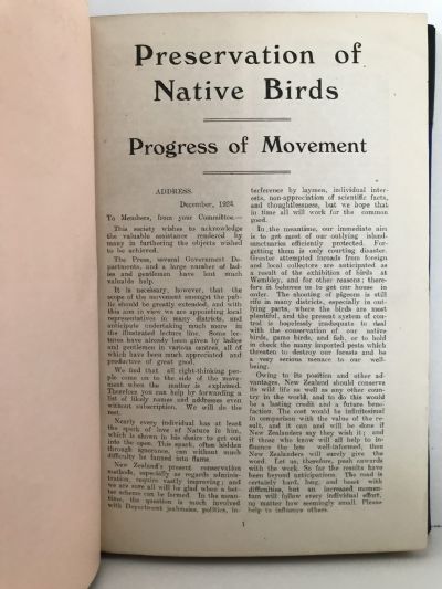 NZ NATIVE BIRD PROTECTION SOCIETY: Bulletins 7-20, 1924 to 1930