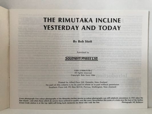 THE RIMUTAKA INCLINE: Yesterday and Today